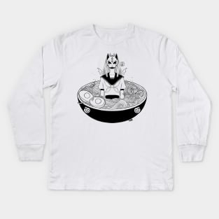 Anime Japanese School Girl Ramen Noodles Kids Long Sleeve T-Shirt